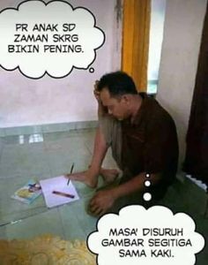 Gambar lucu bingung mengerjakan PR