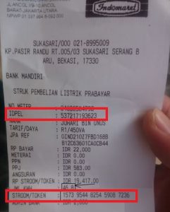 Struk Pembayaran Listrik di Indomaret