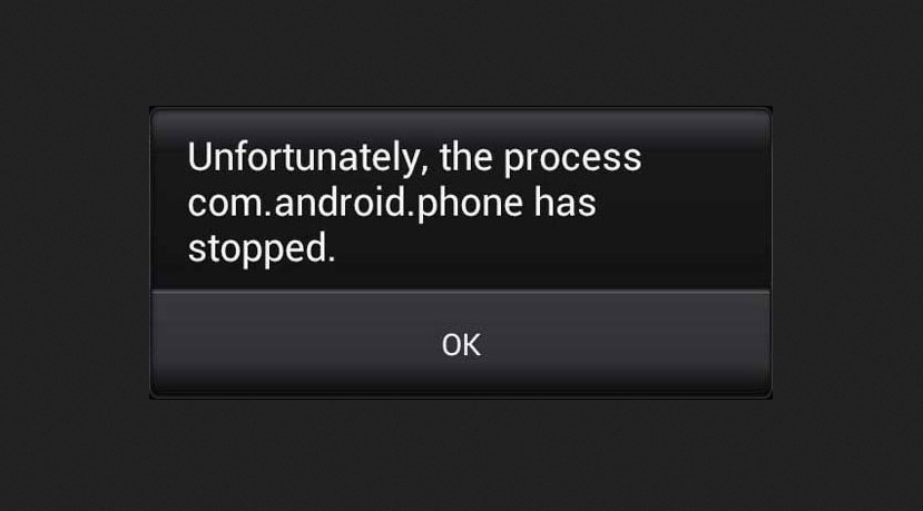 Unfortunately, the process.com.android.phone has stopped